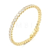 Rack Plating Brass Pave Clear Cubic Zirconia Open Cuff Bangles for Women BJEW-U004-02G-1