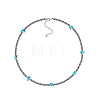 Western Style Synthetic Turquoise Round Beaded Necklaces for Navajo Men and Women MO2415-2-1