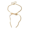 Bowknot Alloy Snake Chain Anklets AJEW-G059-04G-2