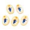 Natural Freshwater Shell Double Face Printed Oval Charms SHEL-T020-05M-2