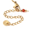 Natural Agate & Howlite & Synthetic Goldstone Faceted Round Bead 304 Stainless Steel Cable Chain Anklets for Women AJEW-G072-01G-7