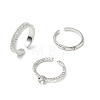 3Pcs Alloy Micro Pave Cubic Zirconia Cuff Rings Set CU-CBAF5DC-01P-2