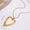 304 Stainless Steel Textured Geometric Pendant Necklaces for Women WG5062C-03-1