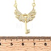 Brass Micro Pave Clear Cubic Zirconia Winged Key Pendant Necklaces CU-CBABA66-13G-5