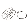 304 Stainless Steel Link Chain Bracelet & Necklace Jewelry Sets SJEW-L199-09P-4