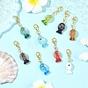 9Pcs Handmade Dichroic Foil Lampwork Pendant Decorations HJEW-YW00254-4