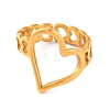 Ion Plating(IP) 304 Stainless Steel Hollow Heart Open Cuff Finger Rings for Women RJEW-S414-15B-G-2