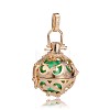 Golden Plated Brass Hollow Round Cage Pendants KK-J246-09G-1