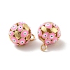 Round with Evil Eye Brass Enamel Pendants KK-G419-15G-01-3