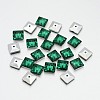 Back Plated Faceted Square Taiwan Acrylic Rhinestone Beads ACRT-M04-7-01-1