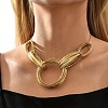201 Stainless Steel Multi Ring Link Bib Necklaces for Women WG6B734-01-1