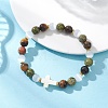 Natural Unakite & Tiger Eye Beads Stretch Bracelets for Women BJEW-JB13271-1