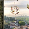 Wire Wrapped Natural Gemstone Beads & Metal Dragonfly Hanging Ornaments PW-WG454D0-01-3