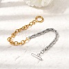 Two Tone 304 Stainless Steel Cable Chain & Rope Chain Bracelets for Women BJEW-G786-01GP-01-3