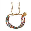 Boho Adjustable Faceted Rondelle Glass Braided Bead 3-Strand Bracelets DM1079-1-5