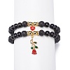 2Pcs 2 Style Style Natural Lava Rock & Golden Sheen Obsidian & Synthetic Hematite Stretch Bracelets Set BJEW-JB08734-5