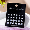 12 Pairs 6 Sizes Brass with Clear Cubic Zirconia Stud Earrings Sets PW-WG99341-04-1