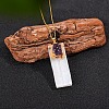 Natural Purple Druzy Agate & Selenite Rectangle Pendant Necklaces PW-WGF8248-08-1