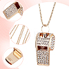 1Pc Iron Rhinestone Whistle Pendant Popcorn Chain Necklaces for Women NJEW-DR0001-03C-4