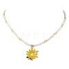Summer Alloy Enamel Flower Pendant Glass Seed Beaded Necklaces for Women NJEW-MZ00151-01-2