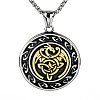 Vintage Two Tone 304 Stainless Steel Viking Duo Dragon Coin Pendant Necklaces for Men WGF65AB-02-2