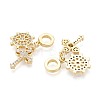 Brass Micro Pave Clear Cubic Zirconia European Dangle Charms KK-T080-45G-2