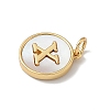Brass Pave Natural Shell Flat Round with Letter Charms KK-Z115-13G-X-2