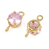 Brass Pave Cubic Zirconia Flat Round Connector Charms KK-P347-01G-02-3