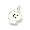 925 Sterling Silver Black Enamel Smiling Face Flower Charms STER-A051-02A-2