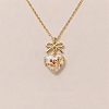 Brass Enamel Bowknot Angel Heart Photo Locket Pendant Necklaces for Women KK-CBAF5B9-03G-1