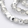 Half Silver Plated Glass Faceted Flat Round Beads Strands EGLA-A033-4mm-HP01-1