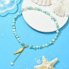 304 Stainless Steel Fish Pendant Natural Amazonite Chip and Pearl Beaded Necklaces for Women NJEW-JN06299-01-1