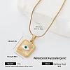 304 Stainless Steel Enamel Evil Eye Square Pendant Necklaces for Men Women OA0079-1-1