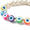 7Pcs 7 Style Star & Smiling Face & Flower Polymer Clay Stretch Bracelets Set with Glass Pearl Beaded BJEW-JB08786-7