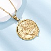 Flat Round with Wolf 304 Stainless Steel Pendant Necklaces NJEW-H059-04G-1