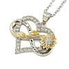 Brass Micro Pave Clear Cubic Zirconia Infinity Heart with Sunflower Pendant Necklaces for Women NJEW-G146-01P-2