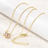 Brass Pave Cubic Zirconia Rectangle & Teardrop Pendant Cable Chain Necklaces KK-CBAB173-05G-09-1