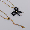 Glass Beaded Bowknot Pendant Necklaces LG8345-2-2