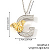 Brass Micro Pave Clear Cubic Zirconia Bee Initial Pendant Necklaces FS-WGF5E80-07-1