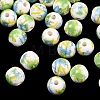 Floral Printed Porcelain Beads PORC-Q199-8mm-10-1