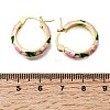 Brass Enamel Hoop Earrings for Women EJEW-K335-01G-02-5