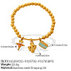 304 Stainless Steel Enamel Charm Round Beaded Stretch Bracelets for Women WGF740E-03-1
