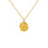 304 Stainless Steel Embossed Flower Oval Pendant Necklaces for Women WGAFB1B-01-3
