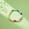 Polymer Clay Heishi & Glass Pearl & Brass Beaded Stretch Bracelet for Women BJEW-JB08754-5