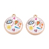 Printed Rack Plating Alloy Enamel Pendants ENAM-T020-02F-1