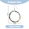 FIBLOOM 3 Pairs 3 Style Natural Mixed Gemstone Beaded Ring Dangle Earrings EJEW-FI0001-91-2