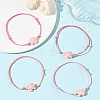 4Pcs 4 Colors Ocean Dyed Synthetic Turquoise Sea Turtle Beaded Adjustable Waxed Polyester Cord Bracelets for Women BJEW-JB14243-04-1