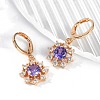 Brass Micro Pave Cubic Zirconia Leverback Earrings EJEW-K300-06G-1