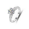 Rhodium Plated 925 Sterling Silver Micro Pave Cubic Zirconia Finger Rings WG38657-12-2