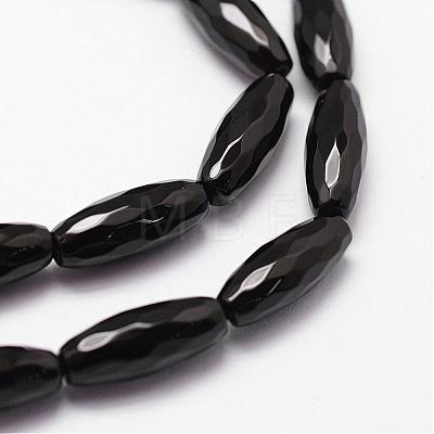 Natural Black Onyx Beads Strands G-P161-28-16x6mm-1